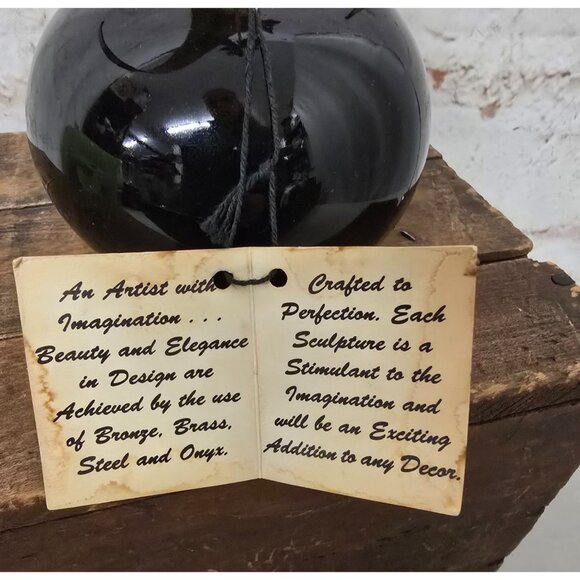 11" Vintage Marie Jaxon Originals Metal Flower Arrangement In Black Vase - Picture 9 of 11